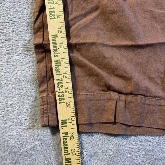 Cato Women's Brown Linen Blend Cargo Capri Pants Medium Elastic Cargo Pockets - Picture 6 of 14